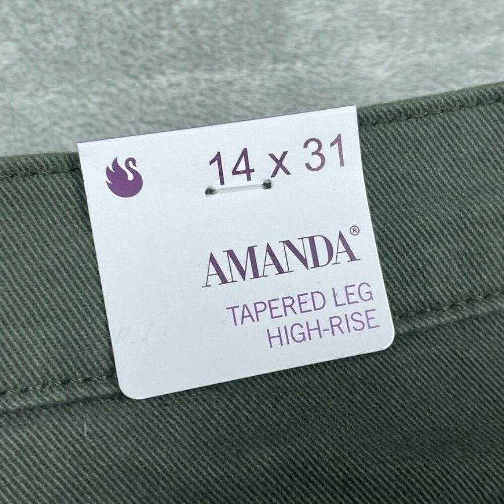 Gloria Vanderbilt Amanda Womens High-Rise Tapered Leg Pants Size 14 Green a1595 - Picture 3 of 5